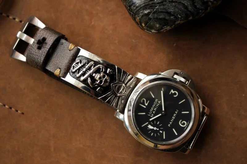 Skull Eyes Sterlingsilber 925 Anhänger Uhrenarmband ( 2-teilig) für Panerai oder Apple Watch 1 2 3 – Bild 6